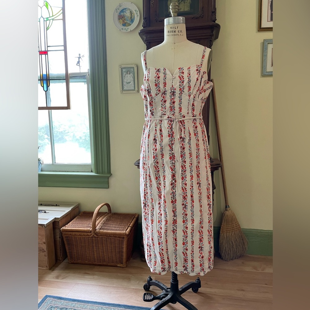 NWT By Anthropologie Slim Scalloped Front Slit Corset Dress